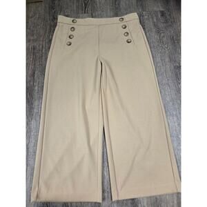 Jules + Leopold Khaki Beige Wide Leg Cropped Dress Pants Size XL